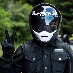 Biltwell Lane Splitter Rusty Butcher Edition Black/White Helmet